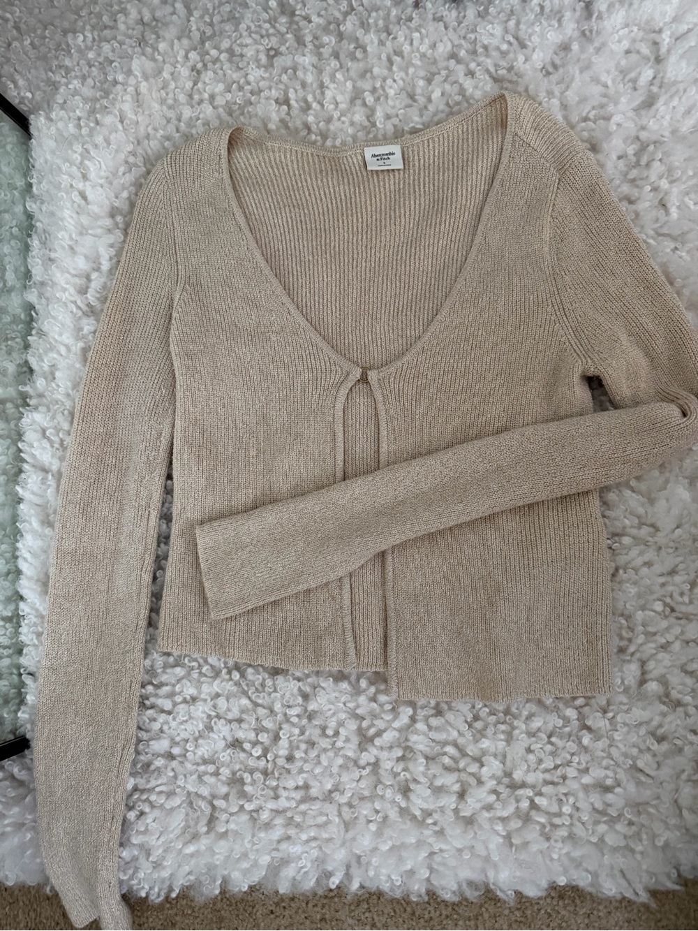 Abercrombie & Fitch Beige V-Neck Knit Cardigan